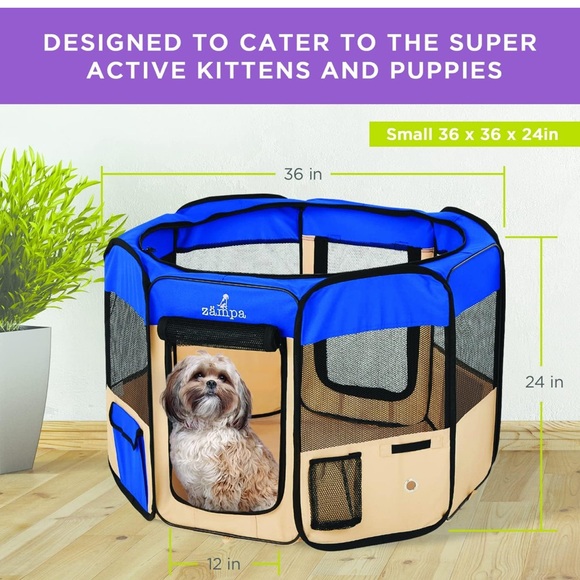Zampa Portable, foldable Pet Playpen - small to Med pets - EUC - only used once - Picture 2 of 16